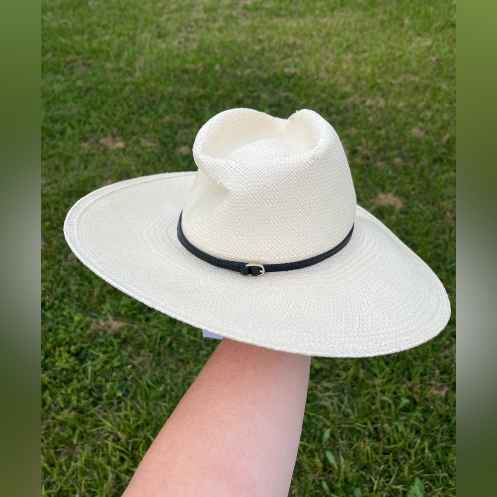NWT Janessa Leone Rehab Otto Hat in Color Bleach Size Small $387 retail